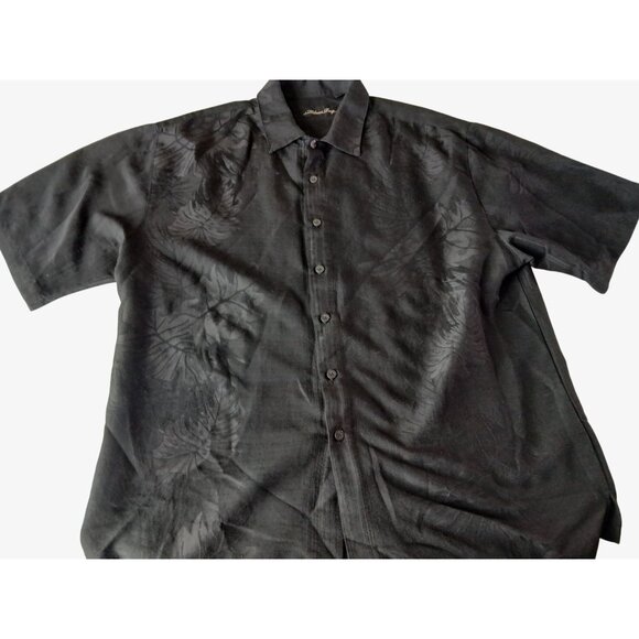 Milano Bay Black Jacquard Palm Island Hawaiian Button Up Shirt Size XXL Rayon - Picture 7 of 12